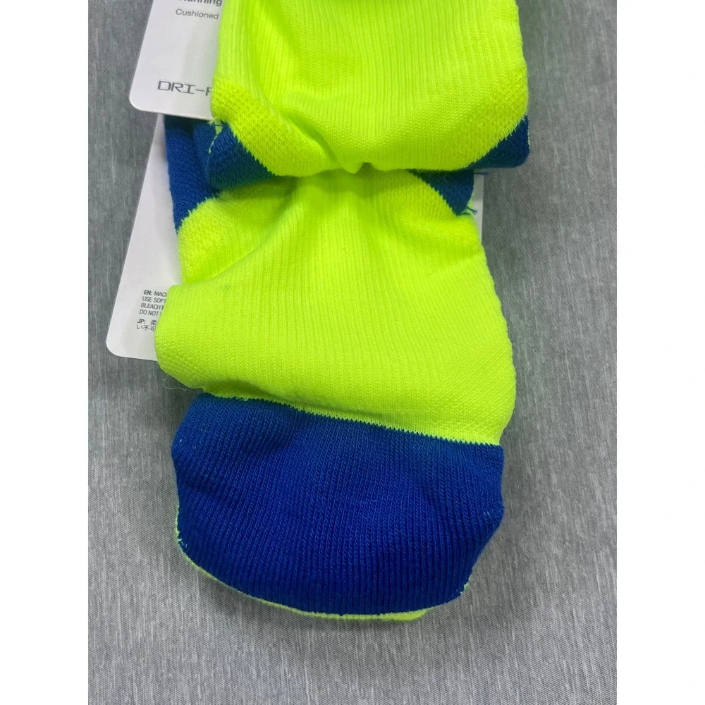 3 Nike Spark‎ Running Cushioned No Show Socks Volt yellow Blue  M 6-7.5 W 7.5-9